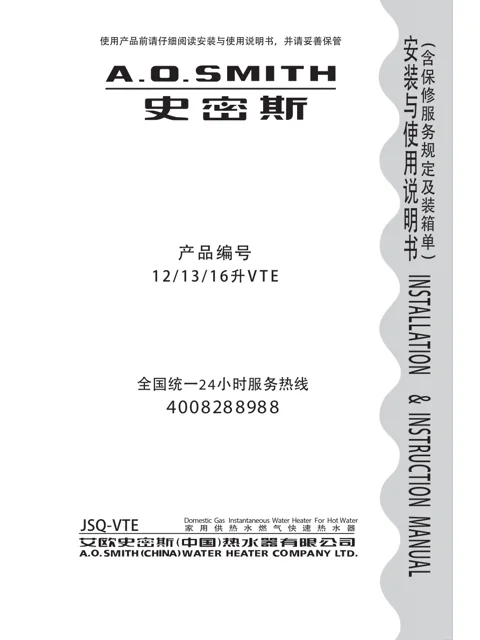 AO史密斯JSQ24-VTE