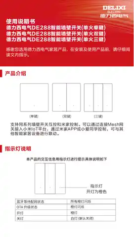 德力西电气DE288智能墙壁开关(单火双键)
