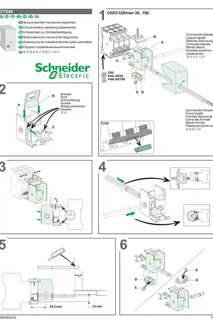 schneider施耐德用于C60-120_NC45-100-125的旋转手柄-说明表