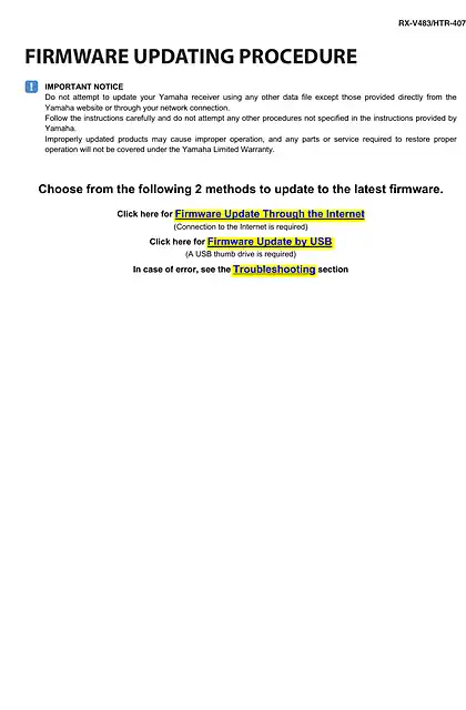 yamaha雅马哈AV_RXV483_UserFirmwareManual